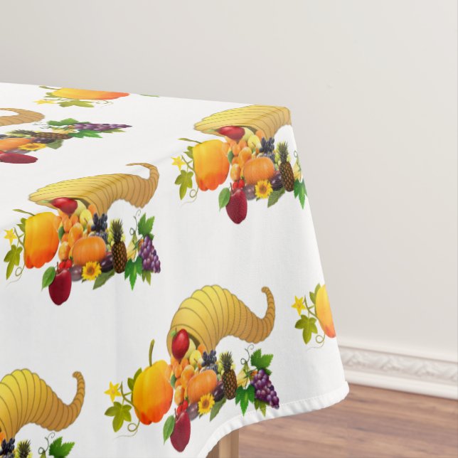 Erntedank Horn von Plenty auf White Tischdecke (Beispiel)