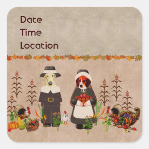 Erntedank Hunde Quadratischer Aufkleber