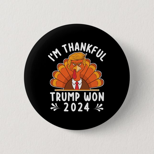 Erntedank - Ich bin Trump 2024 Men Wom dankbar Button (Vorderseite)