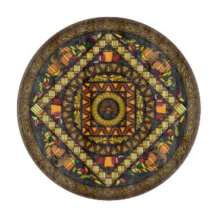 Erntedank Icons Glass Cutting Board Schneidebrett