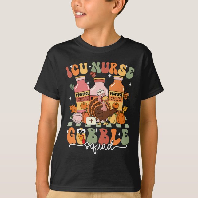 Erntedank Icu Nurse Gobble Squad Fall Scrub Top (Vorderseite)