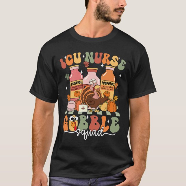 Erntedank Icu Nurse Gobble Squad Fall Scrub Top (Vorderseite)