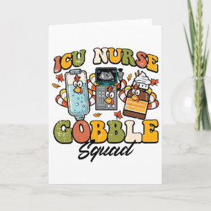Erntedank Icu Nurse Gobble Squad Fall Scrub Top Karte