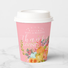 Erntedank im Herbst - rosa Papierstaufeln Pappbecher