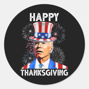 Erntedank Joe Biden Firework Patriotic 4. J Runder Aufkleber