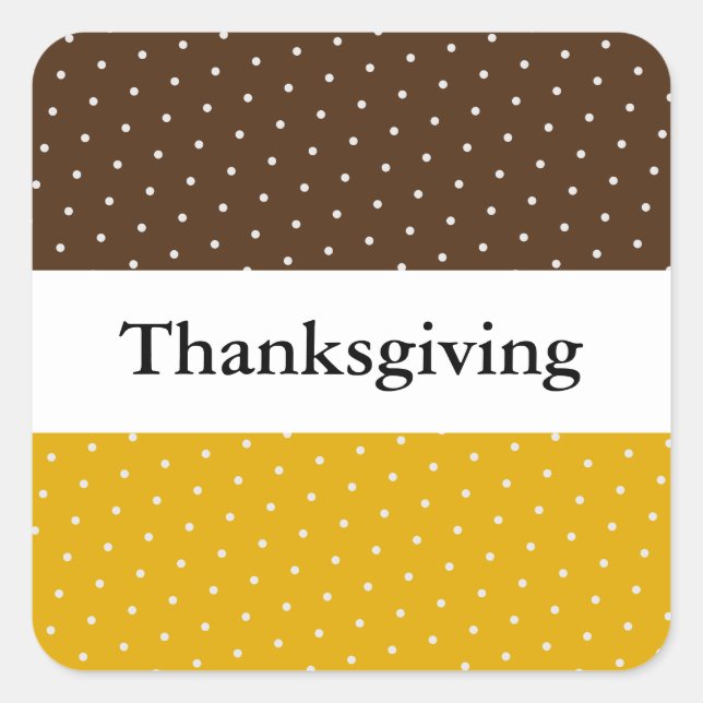 ERNTEDANK Kakaobraun gestrichelte Senfstreifen Quadratischer Aufkleber (Vorderseite)