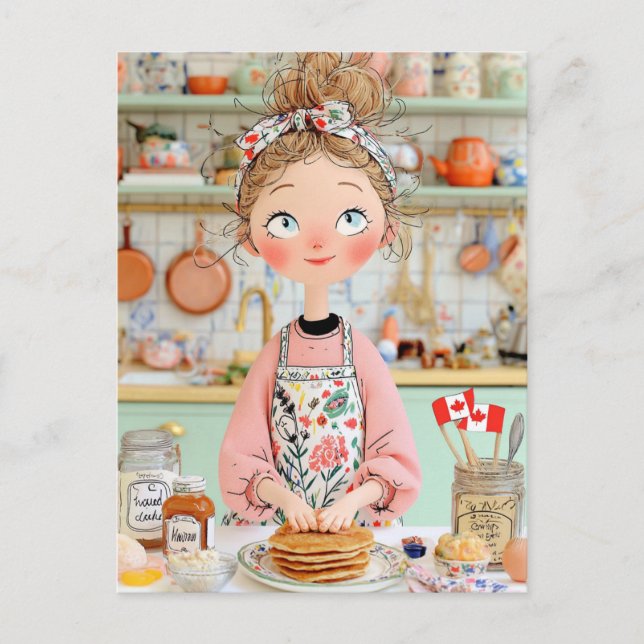 Erntedank Kanada Postcard Cosy Kitchenette Pfannku Postkarte (Vorderseite)