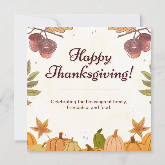 Erntedank-Karte für braune und grüne Wasserfarben (Vorderseite)