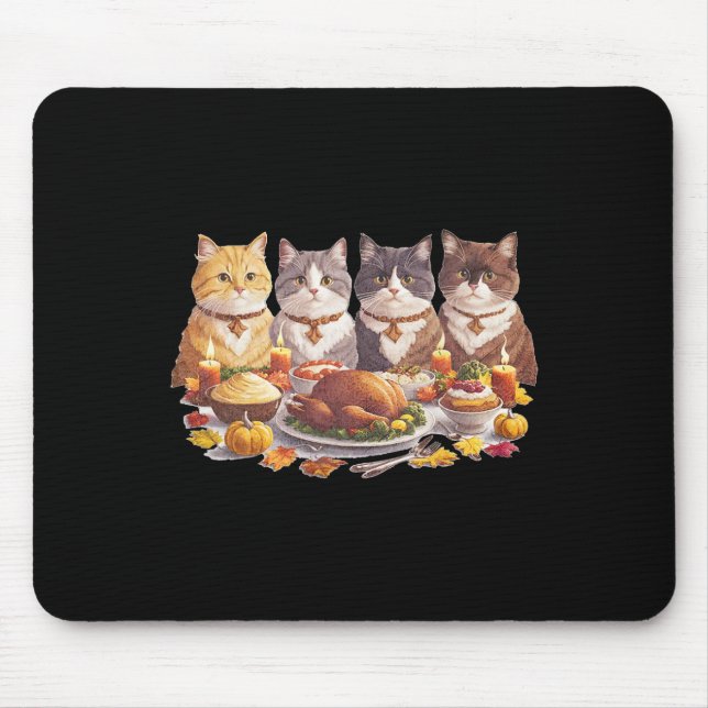 Erntedank-Katzen-Dinner-Fest Vintage-Herbst  Mousepad (Vorne)