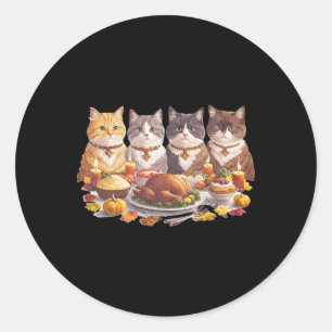 Erntedank-Katzen-Dinner-Fest Vintage-Herbst Runder Aufkleber