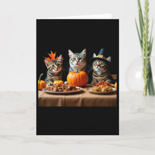 Erntedank-Katzen-Dinner-Festmahl Vintage-Herbst-Mä Karte