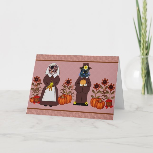 Erntedank Katzen Feiertagskarte (Vorderseite)