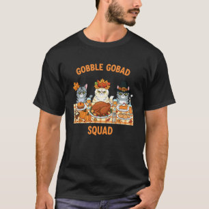 Erntedank-Katzen Lustiges Gurgel-Team Truthahn-Abe T-Shirt