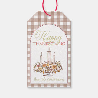 Erntedank-Kerze Gingham Geschenkanhänger