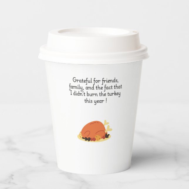 Erntedank Koch Kochen lustiges Zitat mit Truthahn Pappbecher (Vorderseite)