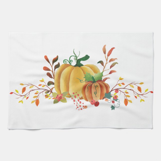 Erntedank-Kürbis-Design Geschirrtuch (Horizontal)