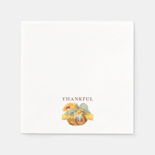 Erntedank-Kürbis-Monogramm-Dankbarer Cocktail Serviette
