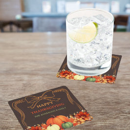 Erntedank Kürbis Orangenbogen handgezeichnet Bistr Rechteckiger Pappuntersetzer