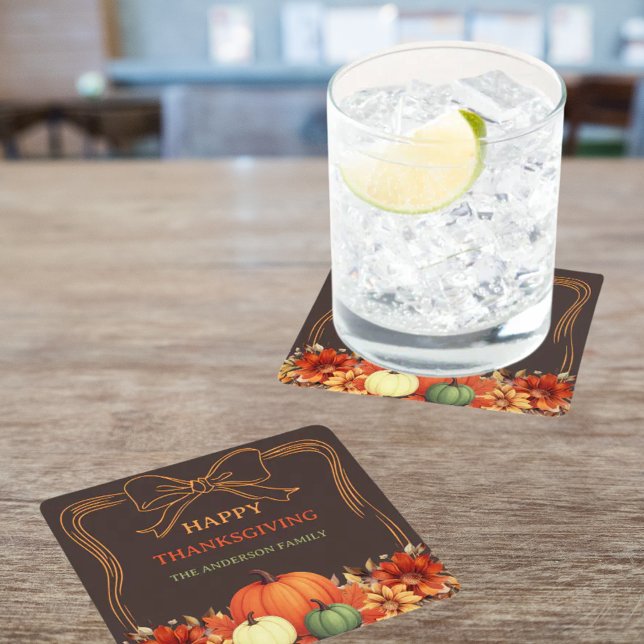 Erntedank Kürbis Orangenbogen handgezeichnet Bistr Rechteckiger Pappuntersetzer (Von Creator hochgeladen)