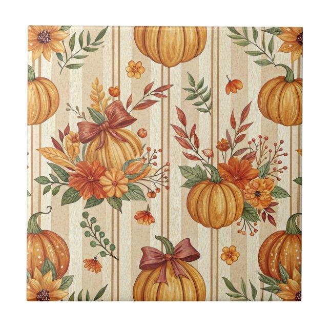 Erntedank-Kürbisernte Herbstmuster Fliese (Vorderseite)