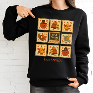 Erntedank Lehrer Briefmarke Collage   Gemütlicher  Sweatshirt