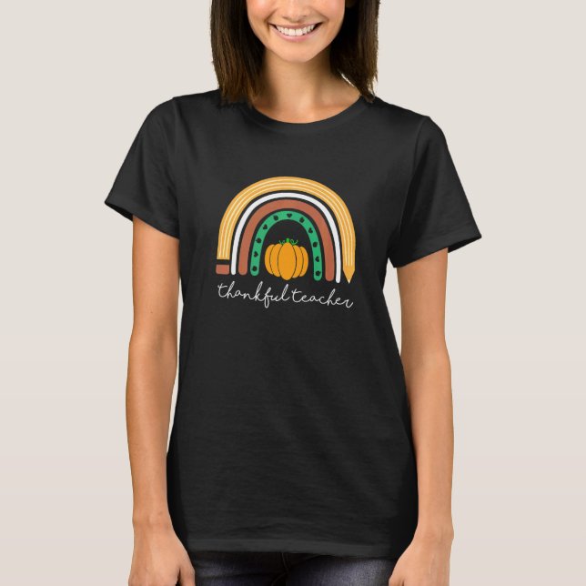 Erntedank Lehrer Dankbarer Lehrer Rainbow Pump T-Shirt (Vorderseite)