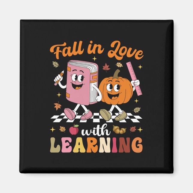 Erntedank Lehrer Hemd Retro Fall in Liebe mit Magnet (Vorne)