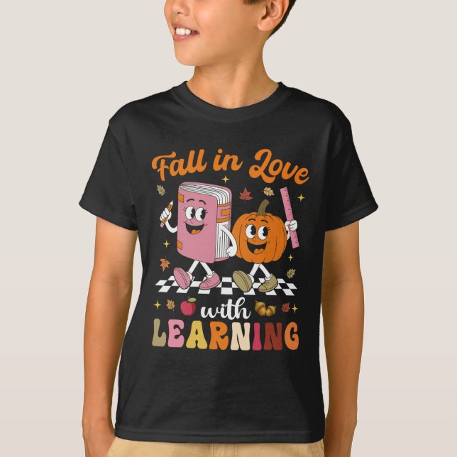 Erntedank Lehrer Hemd Retro Fall in Liebe mit T-Shirt (Vorderseite)