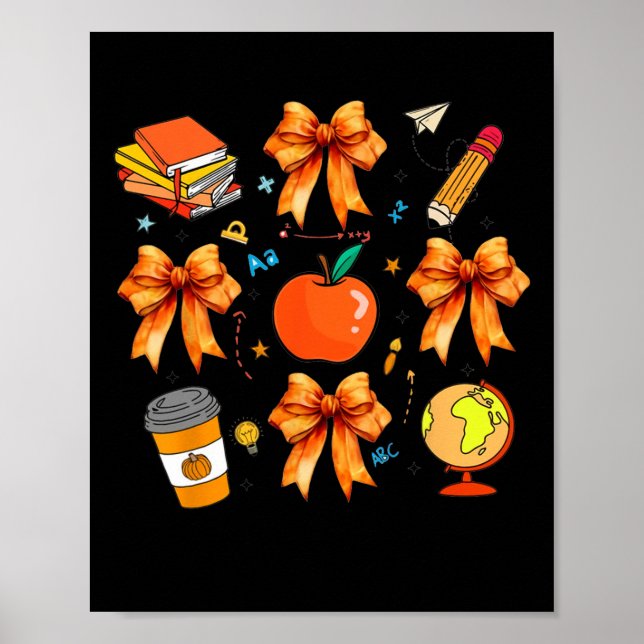 Erntedank Lehrerin Coquette Lehrerin Bow Herbst F Poster (Vorne)