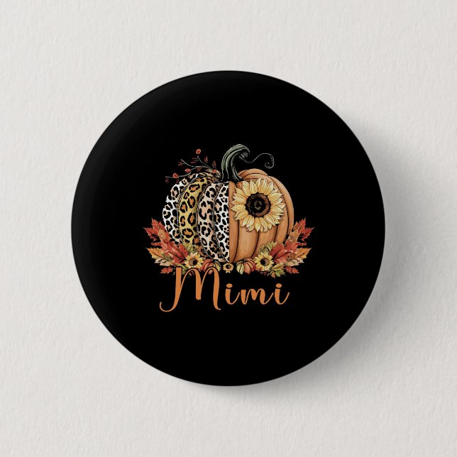 Erntedank Leopard Pumpkin und Sonnenblumen Mimi Button (Vorderseite)