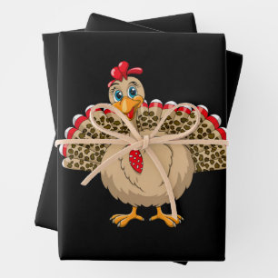 Erntedank Leoparden Truthahn Erntedank Herbst Geschenkpapier Set