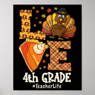 Erntedank Liebe 4. Klasse Lehrer Truthahn Herbst Poster