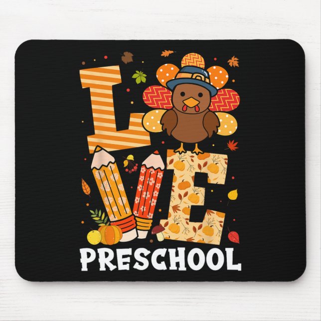Erntedank Liebe Vorschullehrer Truthahn Herbst  Mousepad (Vorne)