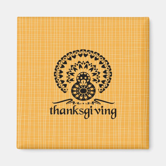 Erntedank Mandala Turkey Boho Folk Art Magnet (Vorne)