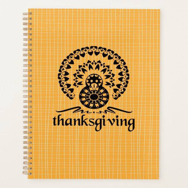 Erntedank Mandala Turkey Boho Folk Art Planer (Vorderseite)
