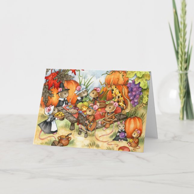 Erntedank Mäuse - Niedliche Grußkarte Feiertagskarte (Vorderseite)