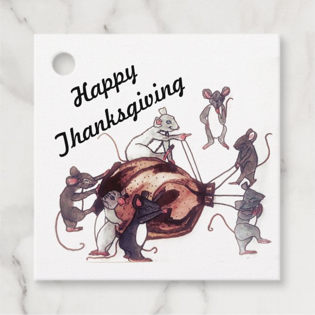ERNTEDANK MICE STEAL TÜRKEI-Geschenkmarke Geschenkanhänger (Vorderseite)