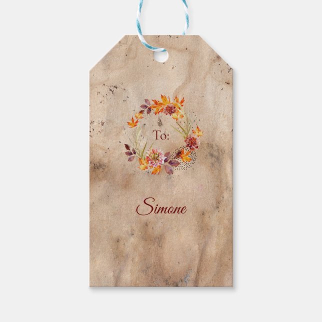 Erntedank mit benutzerdefinierbaren Namen Geschenkanhänger (Vorderseite)