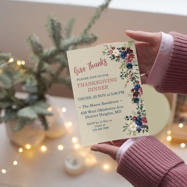 Erntedank mit Blumenmotiven Einladung (Von Creator hochgeladen)