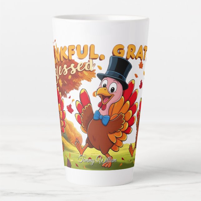 Erntedank mit Danksagungen Milchtasse (Vorderseite)