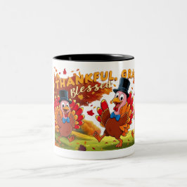 Erntedank mit Danksagungen Zweifarbige Tasse