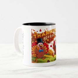 Erntedank mit Danksagungen Zweifarbige Tasse