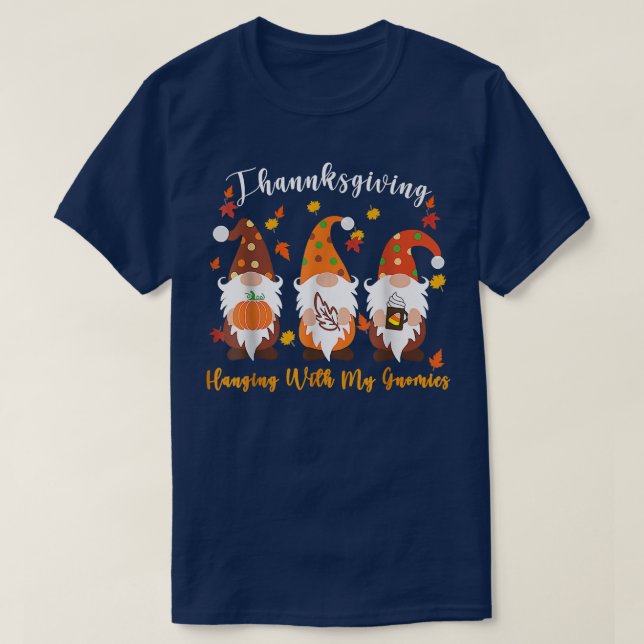 Erntedank mit dem Hang meine Gnome Funny Herbst T-Shirt (Design vorne)