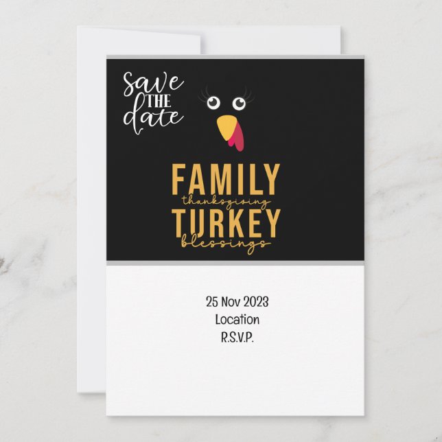 Erntedank mit der Türkei Save the Date Einladung (Vorderseite)