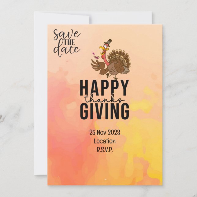 Erntedank mit der Türkei Save the Date Einladung (Vorderseite)