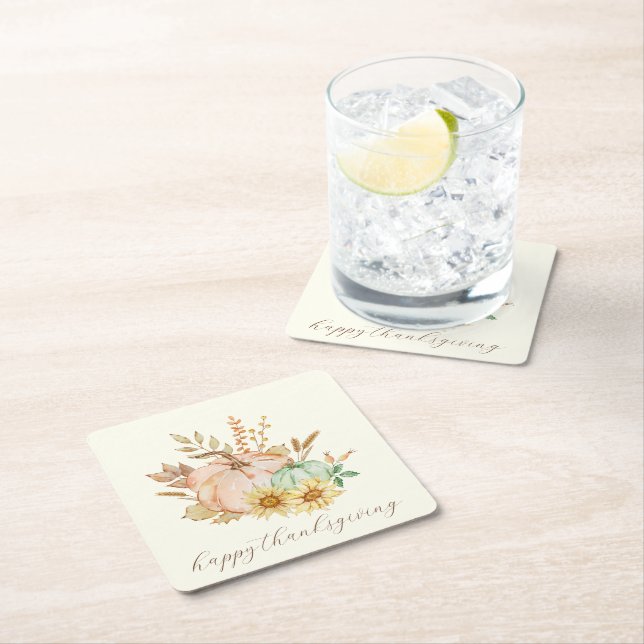 Erntedank mit individueller Wasserfarbenernte Rechteckiger Pappuntersetzer (Vor Ort)