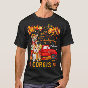 Erntedank mit meinem Corgis auf Lieferwagen Lkw Fa T-Shirt