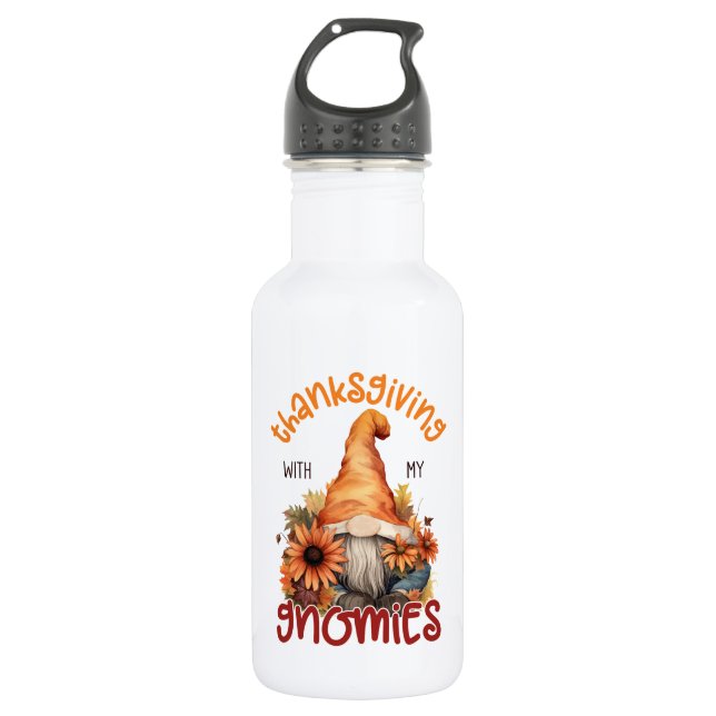 Erntedank mit meinen Gnomen Edelstahlflasche (Vorderseite)
