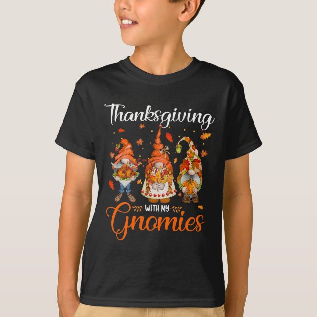 Erntedank mit meinen Gnomen Funny Autumn Gnomes L T-Shirt (Vorderseite)