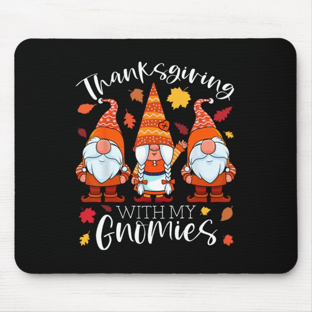 Erntedank mit meinen Gnomen Herbstgnomaden fallen Mousepad (Vorne)